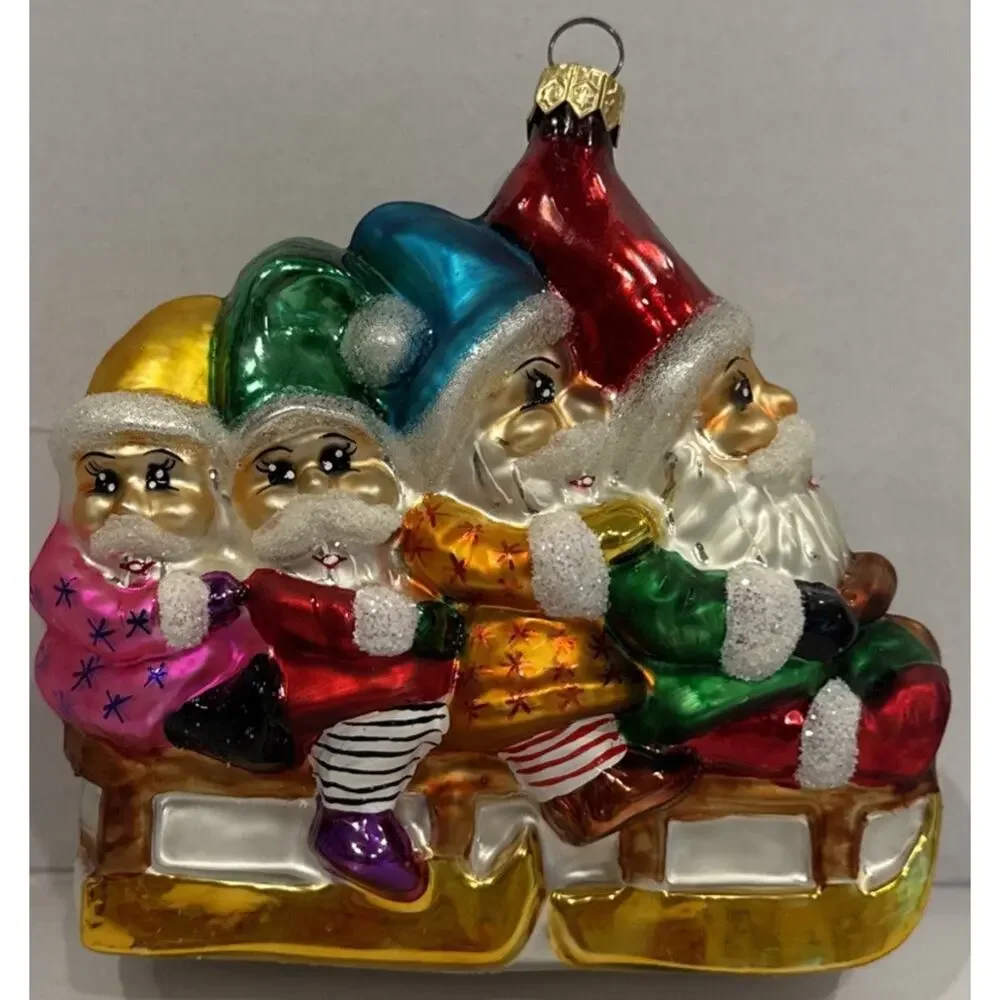 VTG‎ Christopher Radko BOB SQUAD Elf Gnome Sledding Winter Ornament 97-248-0